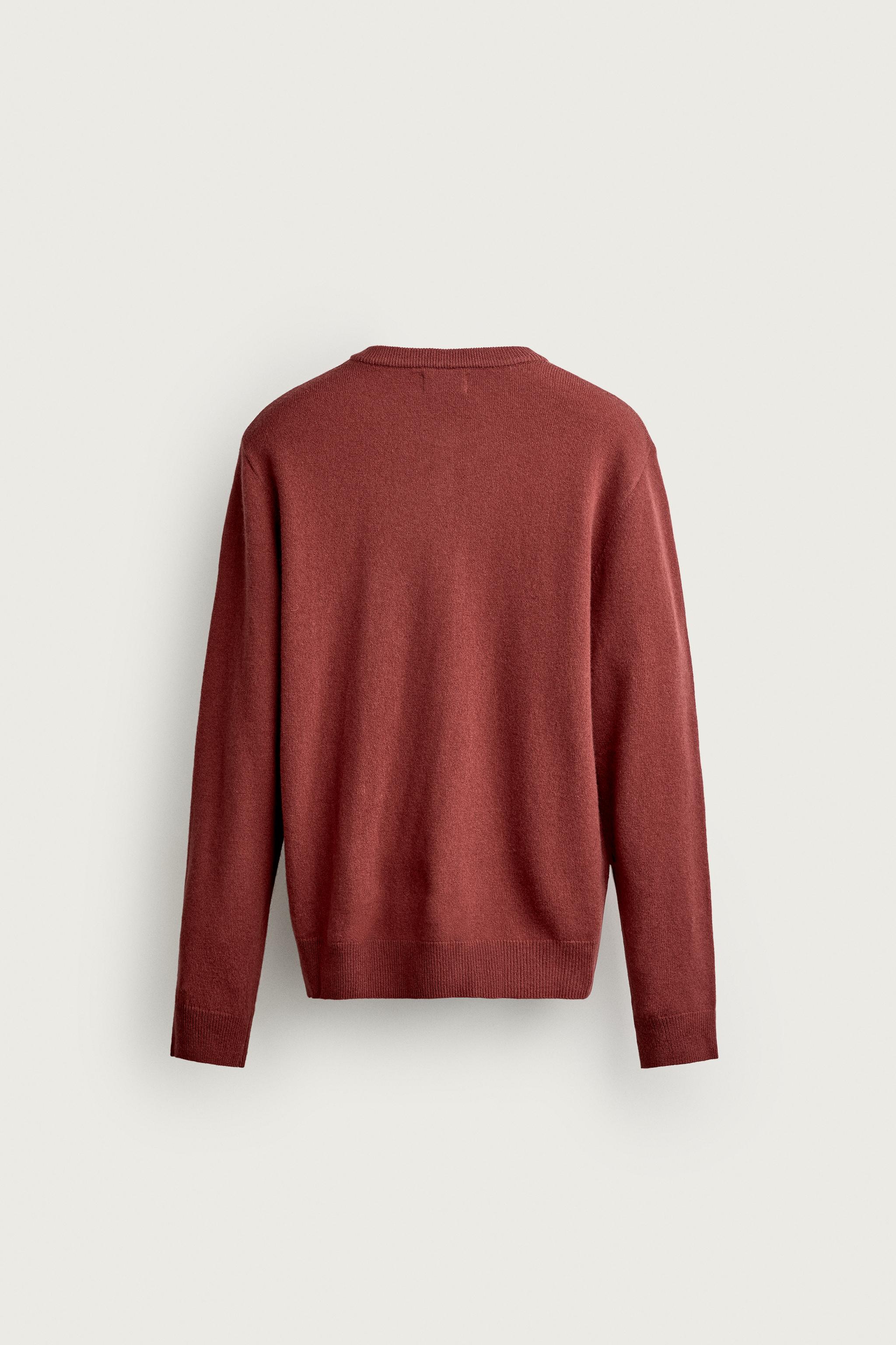 100% WOOL HENLEY NECK SWEATER