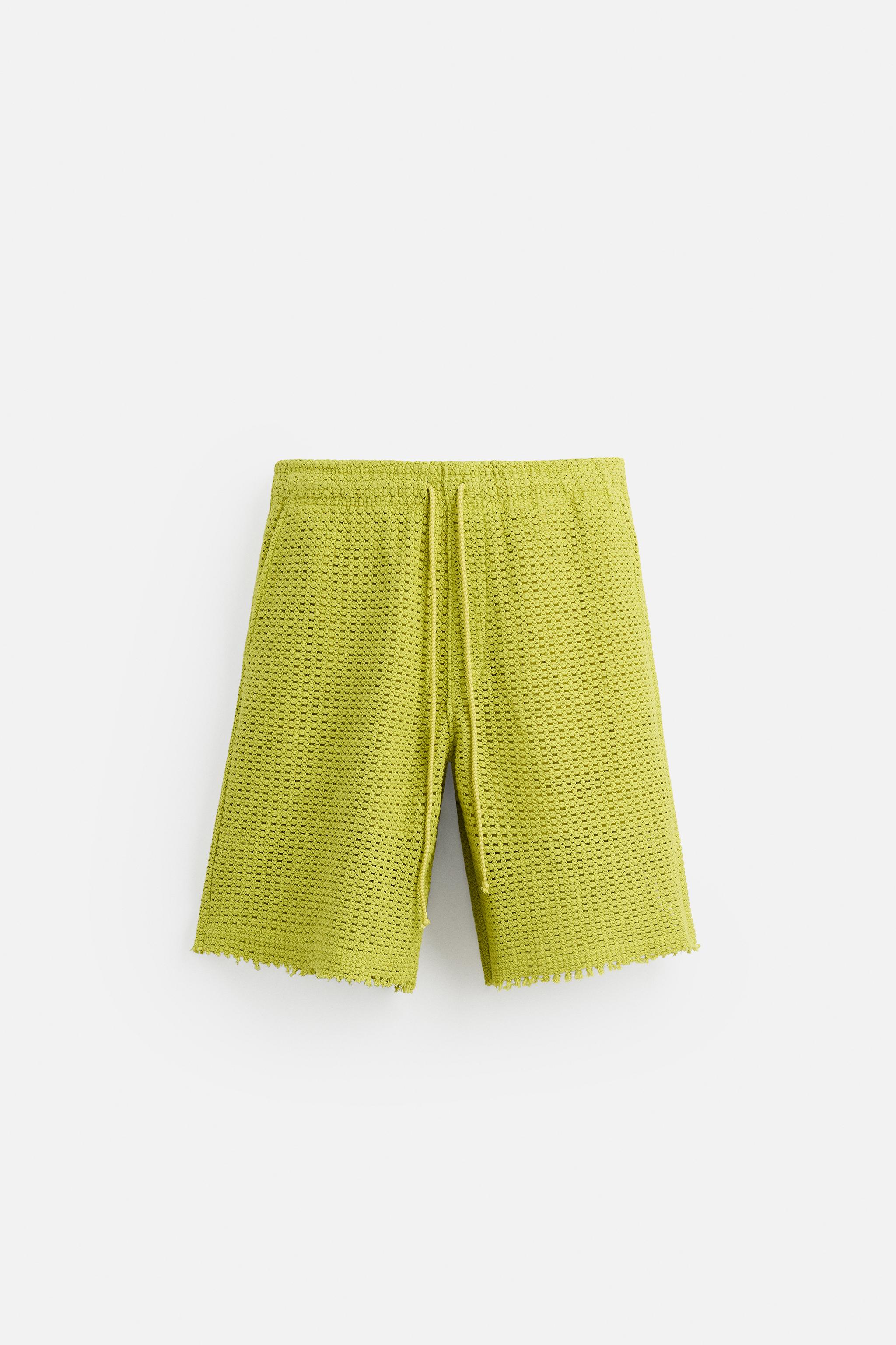 TEXTURED SHORTS WITH OPENWORK DETAIL