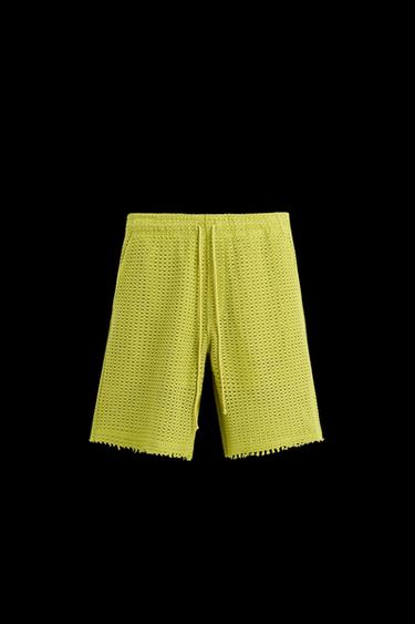 Zara TEXTURED SHORTS WITH OPENWORK DETAIL - Lime green - Image 0