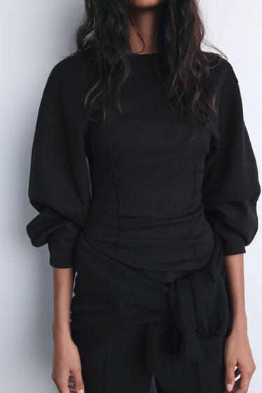 FITTED INTERLOCK SWEATSHIRT - Black by Zara - Image 2