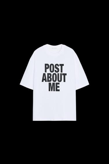 CAMISETA OVERSIZE TEXTO - Blanco de Zara - Imagen 0