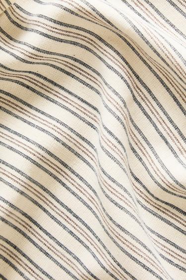 STRIPED COTTON BEACH TOWEL WITH FRINGING - Brown-Blue by Zara - Image 4