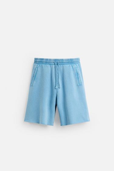 JOGGING-BERMUDASHORTS IN VERWASCHENER OPTIK MIT RELAXED FIT - Blau verwaschen von Zara