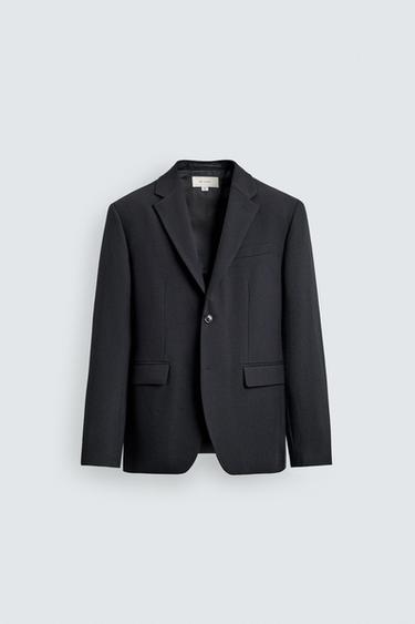 Zara 100% 羊毛西裝外套 - 深海藍色
