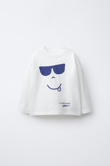 Zara PRINTED T-SHIRT - Ecru
