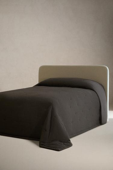 COTTON AND CASHMERE QUILTED BEDSPREAD - Dark grey by Zara - Image 1
