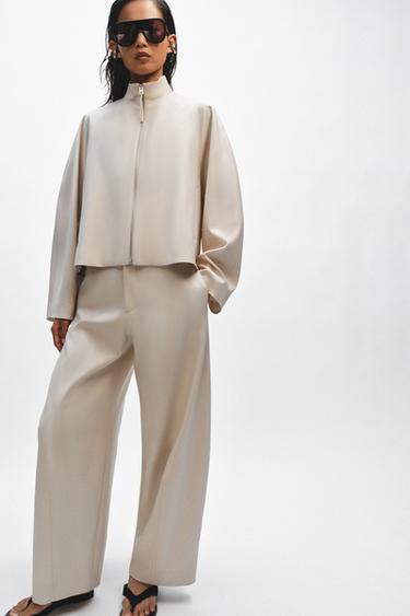 ZW COLLECTION BALLOON WOOL BLEND TROUSERS - Beige by Zara
