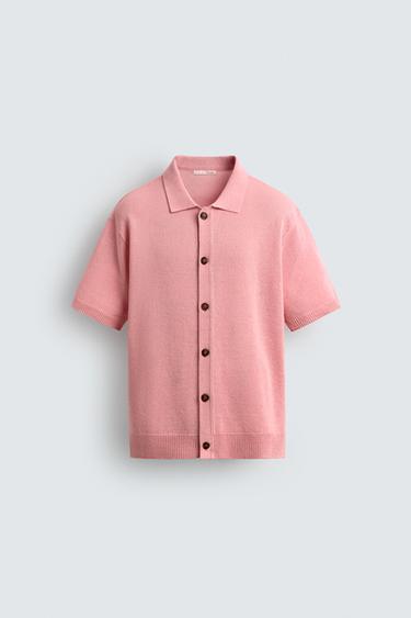 RELAXED FIT KNIT SHIRT - Pink by Zara