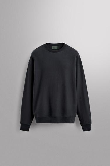 BLUZË HOODIE CREWNECK RELAXED FIT - Blu marinari nga Zara - Imazh 0