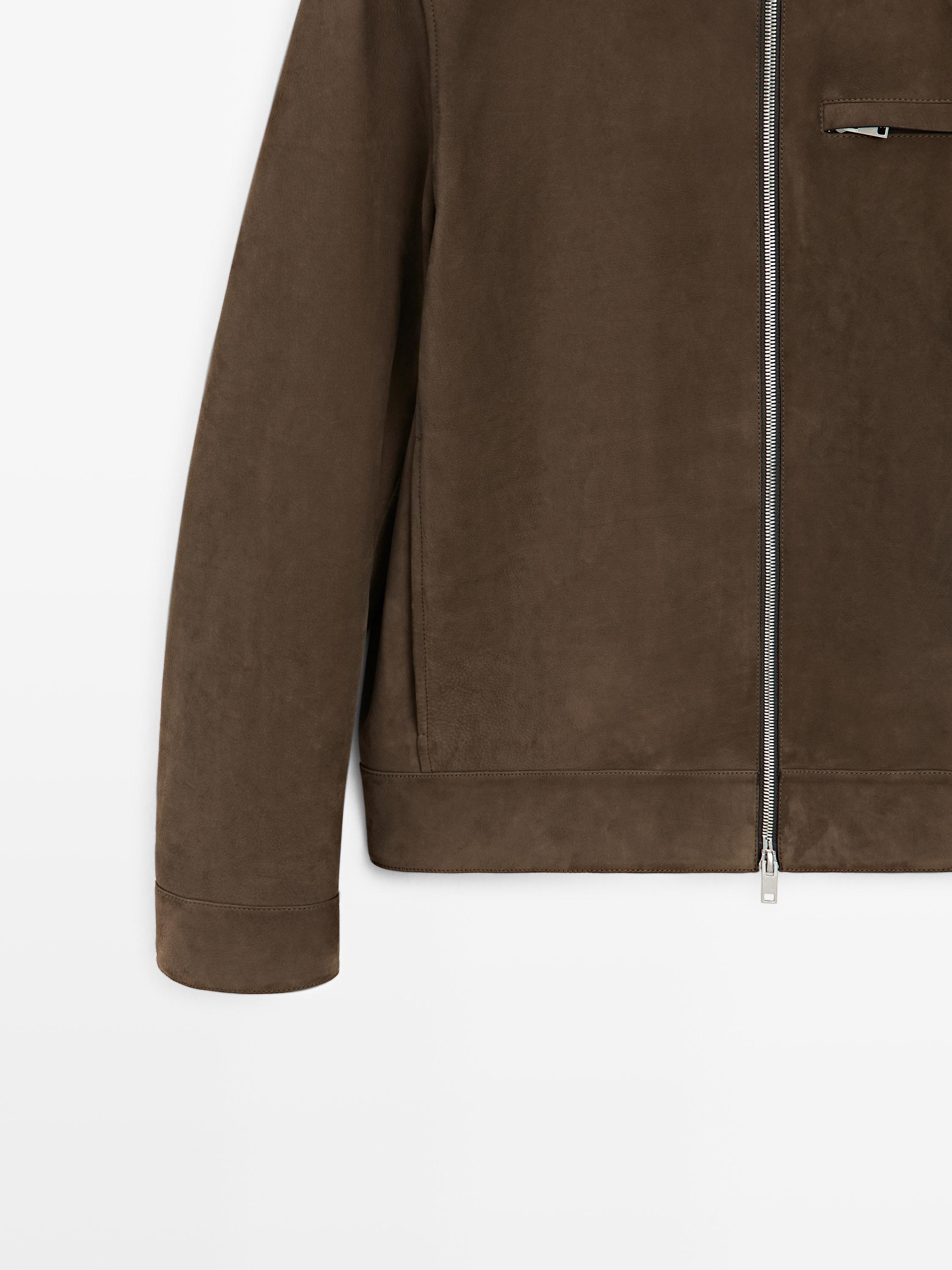 Veste courte en cuir effet daim