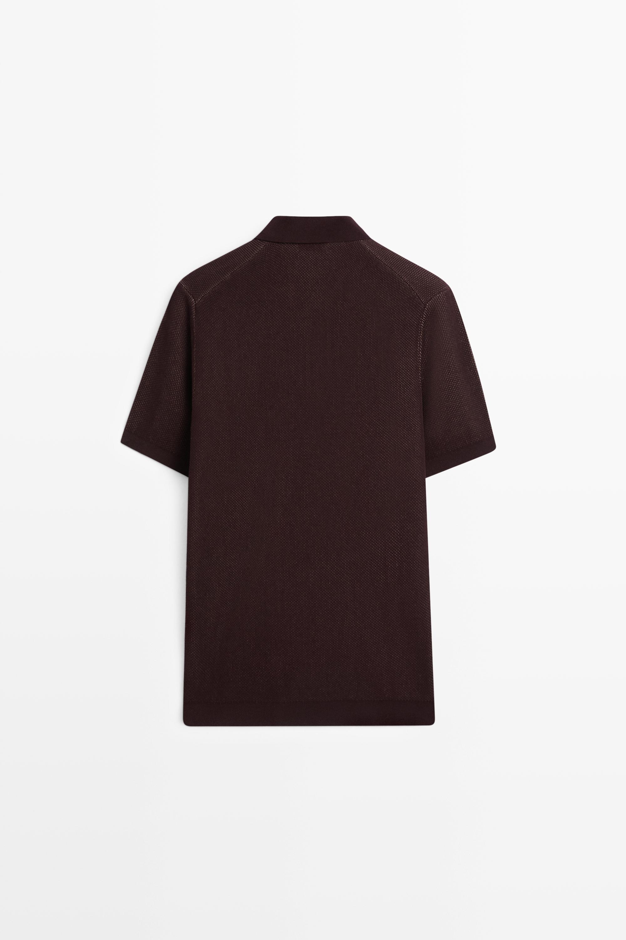 100% cotton textured contrast polo shirt
