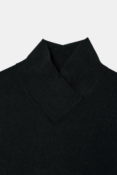 WOOL CROSSOVER HIGH NECK JUMPER - Black by Zara - Image 7