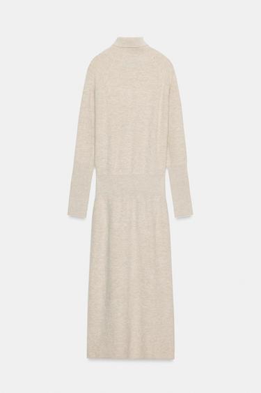 ROBE EN MAILLE MANCHES CHAUVE-SOURIS - Sable / Chiné de Zara - Image 5