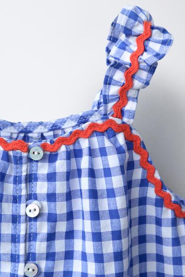 COMBINAISON COURTE À CARREAUX VICHY ONDULINE CASA LAWA X ZARA KIDS - Bleu roi de Zara - Image 2