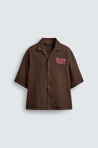 CONTRAST GRAPHIC PRINT SHIRT - Brown by Zara