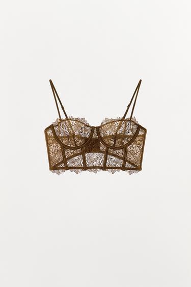 UNDERWIRED LACE BRA - Brown by Zara