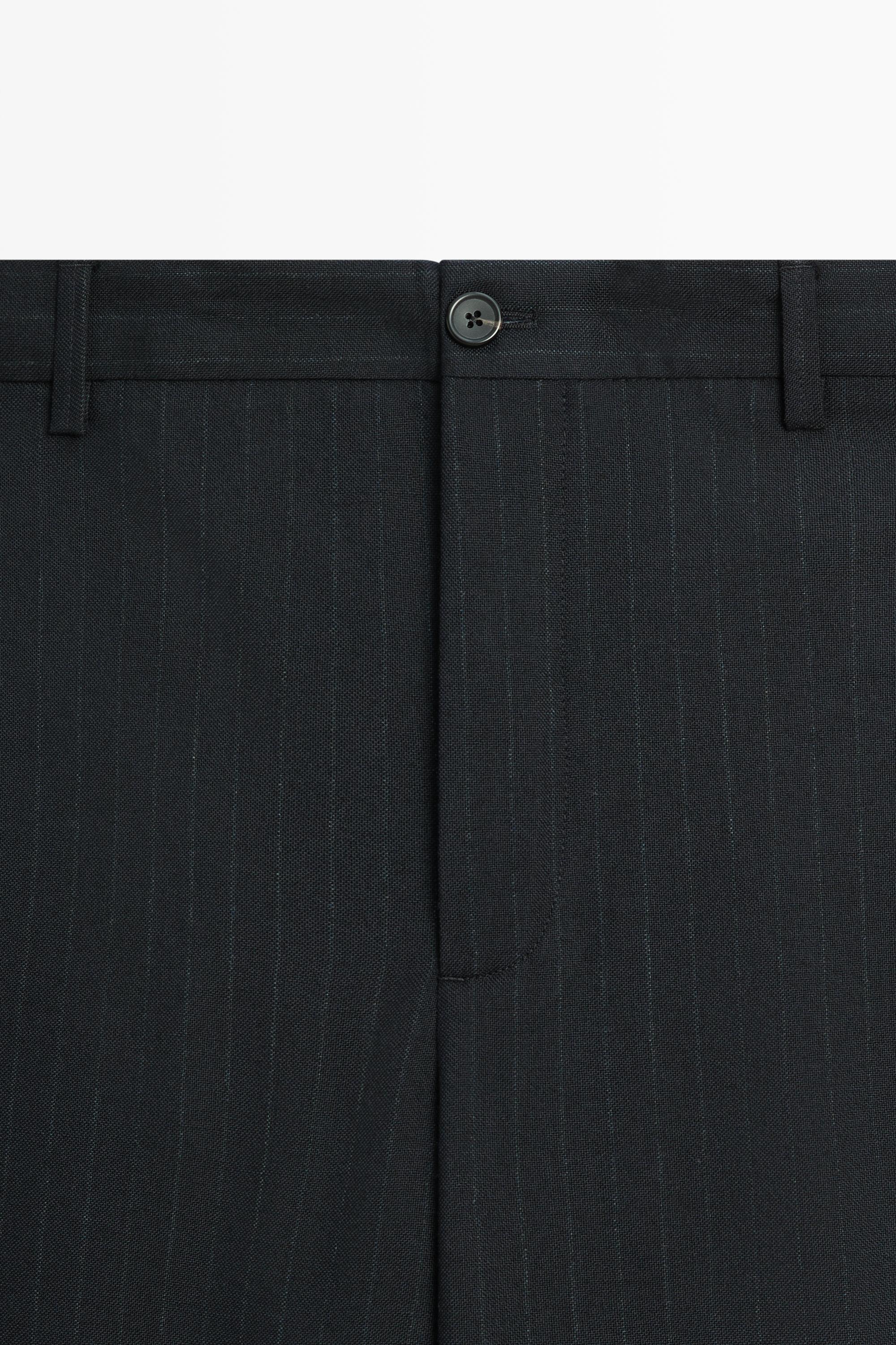 Pantalon relaxed fit à rayures 100 % laine