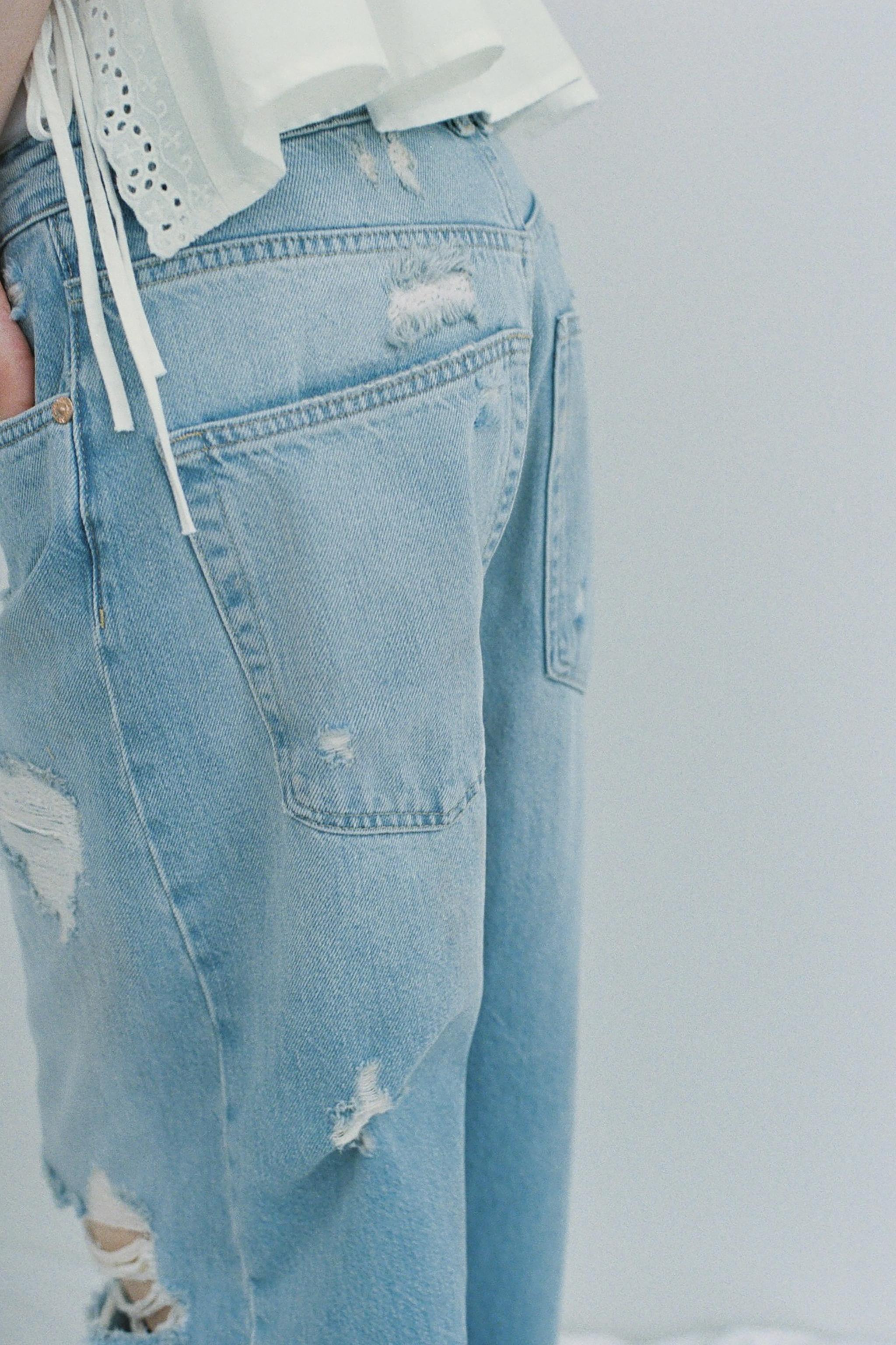 【ZARA】JEANS TRF BAGGY RIPPED ミッドライズ 6688/016/406 JEANS TRF BAGGY RIPPED ミッドライズ - ライトブルー | ZARA