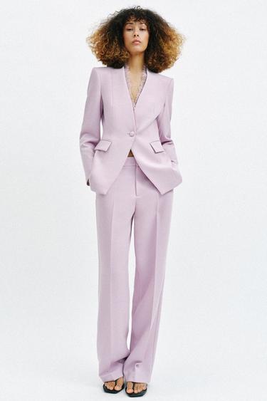 HIGH-WAIST STRAIGHT-LEG TROUSERS - Lilac by Zara