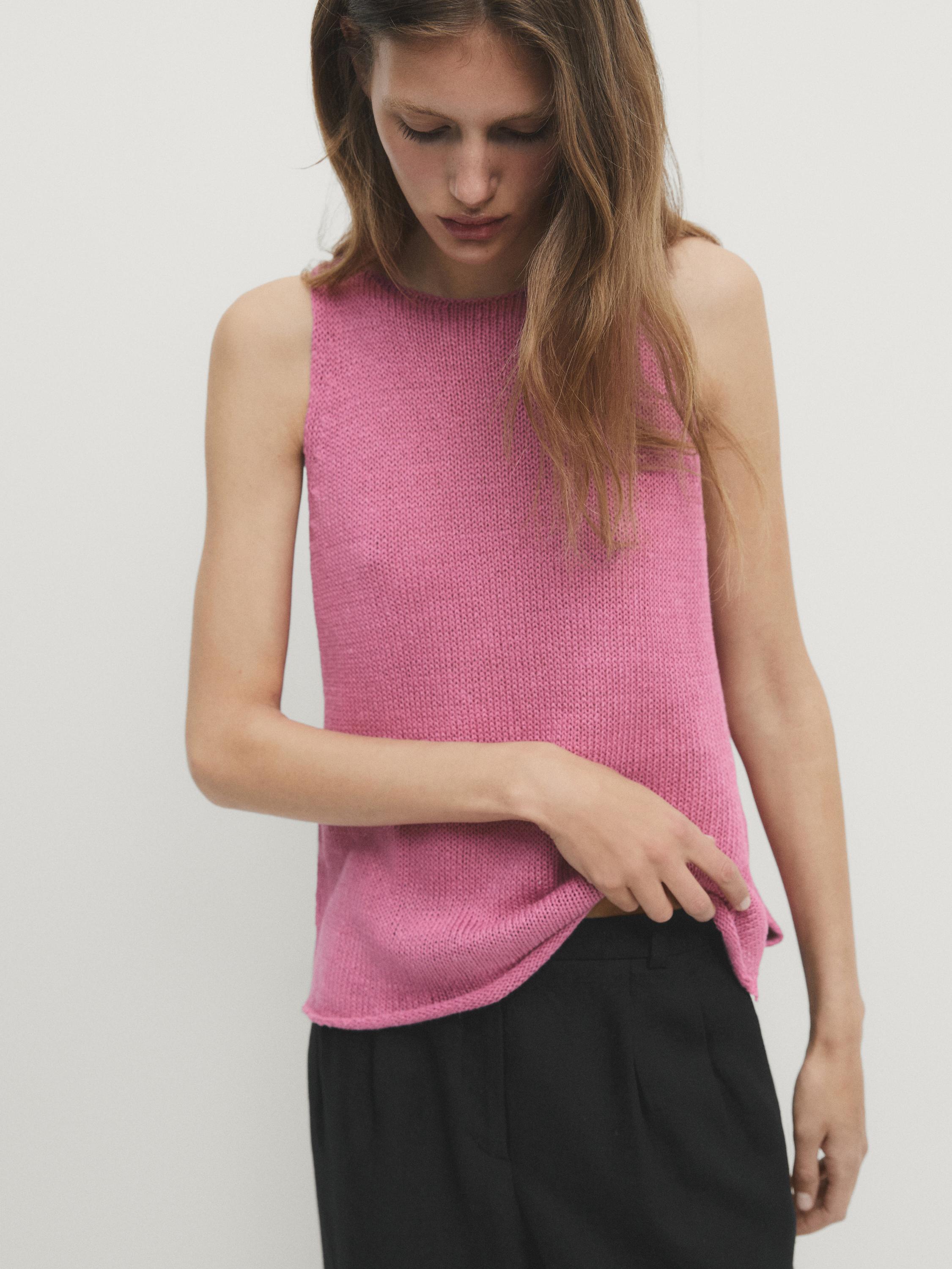 Knit top with crew neck - Pink | ZARA United States