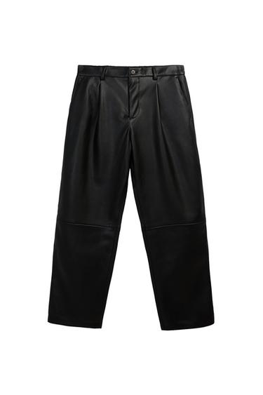 FAUX LEATHER JOGGER WAIST TROUSERS