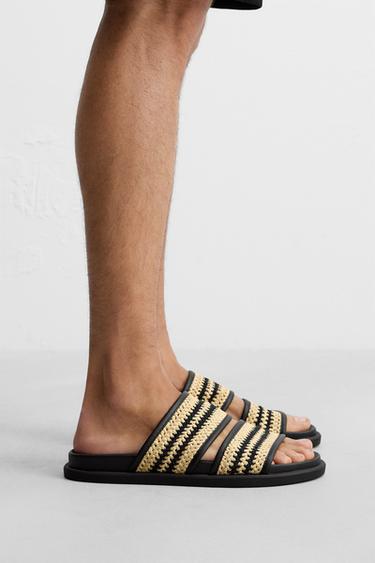 SANDALES À BRIDES TRESSÉES - Bicolore de Zara - Image 1