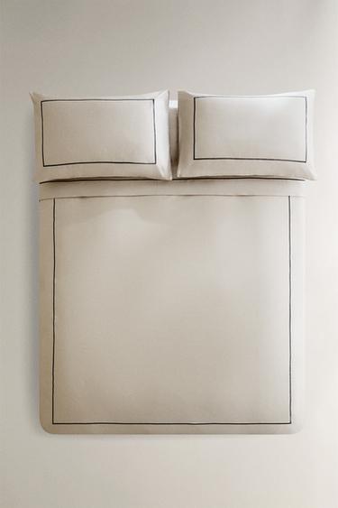 SATEEN DUVET COVER WITH TRIM - Light grey by Zara