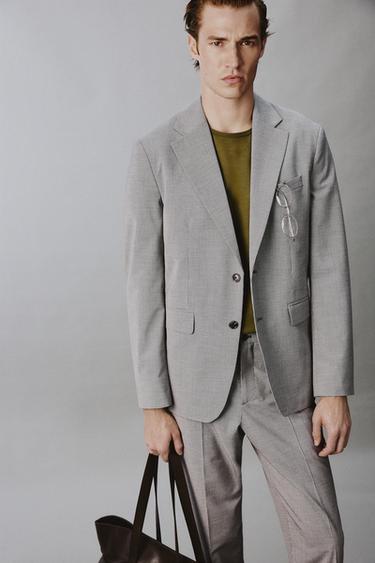VESTE REGULAR FIT COSTUME PIED-DE-POULE - Noir / Blanc de Zara - Image 5