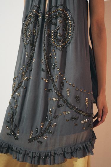 ZW COLLECTION EMBROIDERED HALTER DRESS - Blue marl by Zara - Image 2