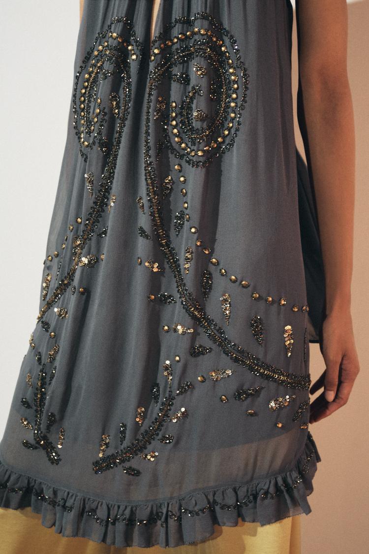 EMBROIDERED HALTER DRESS ZW COLLECTION
