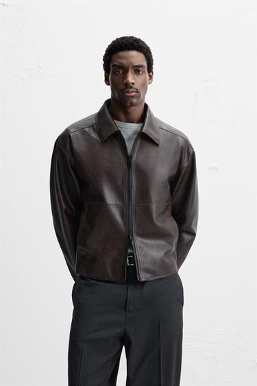 Cuir Homme Chemise Simili Cuir Marron Veste Simili Cuir Homme Zara BLOUSON  EN MATIÈRE SYNTHÉTIQUE