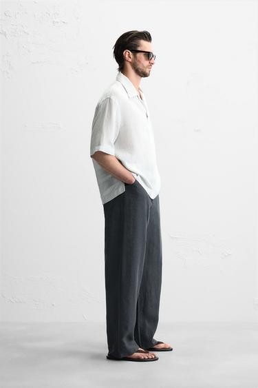 CHEMISE POLO 100 % LIN - Gris clair de Zara - Image 3