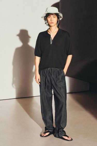 Zara 休閒版慢跑牛仔褲 - 海藍色