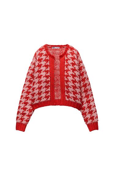 KNIT SWEATER WITH CONTRASTING TOPSTITCHING