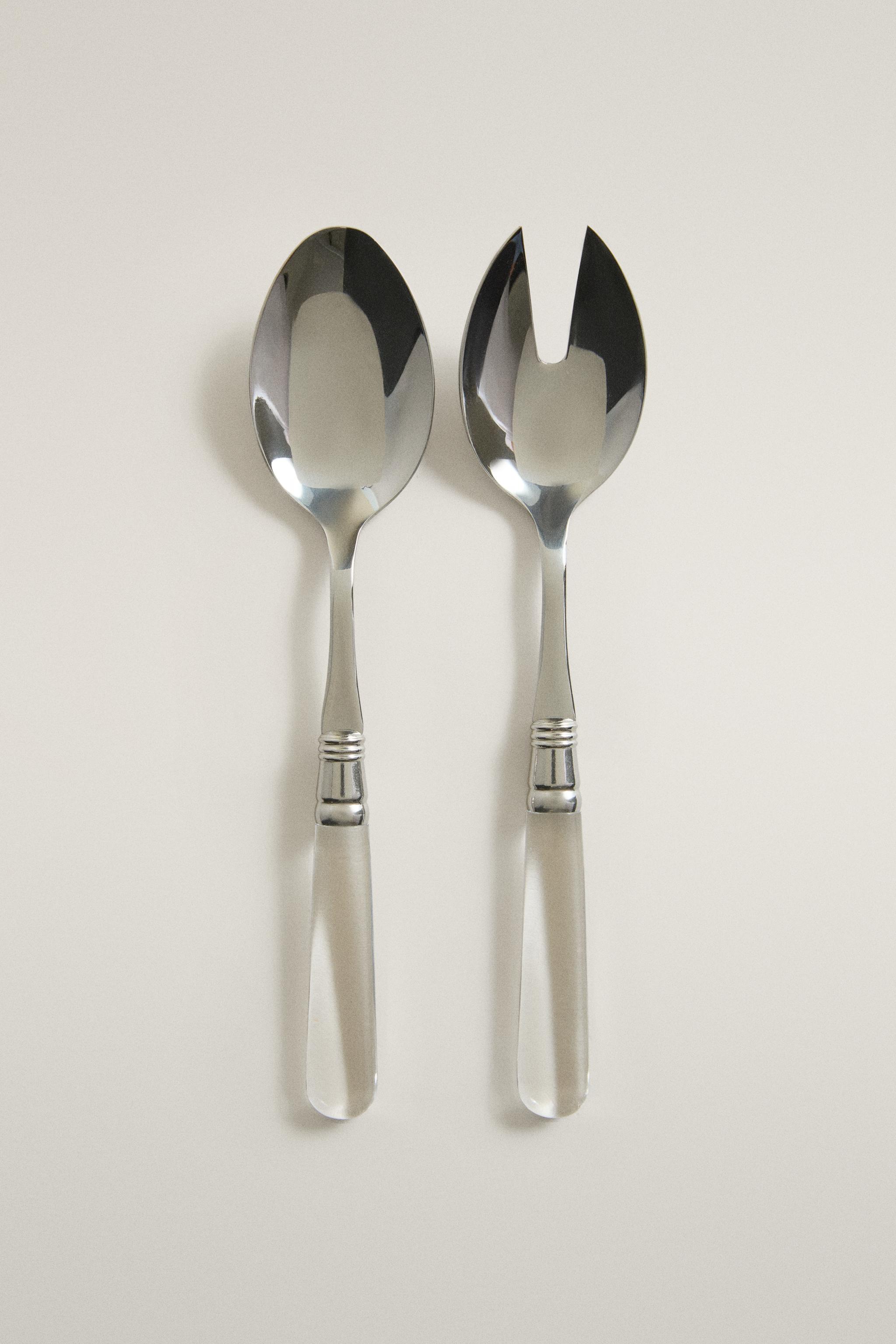 SALAD FLATWARE SET WITH TRANSPARENT HANDLES (SET OF 2)