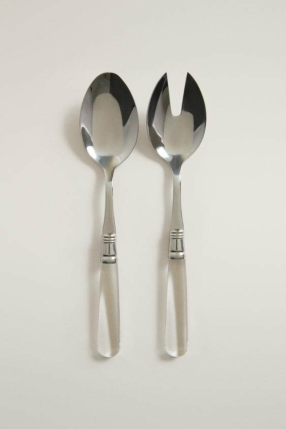 SALAD SERVERS WITH TRANSPARENT HANDLES (SET OF 2) - Transparent by Zara - Image 0