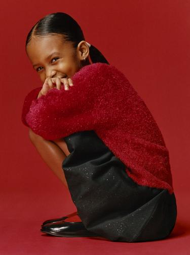 SUÉTER PUNTO EFECTO PELO BRILLOS - Rojo de Zara