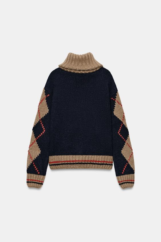 GILET EN MAILLE À LOSANGES - Multicolore de Zara - Image 5