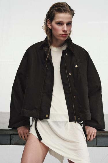 Zara ZW COLLECTION WAXED JACKET - Khaki