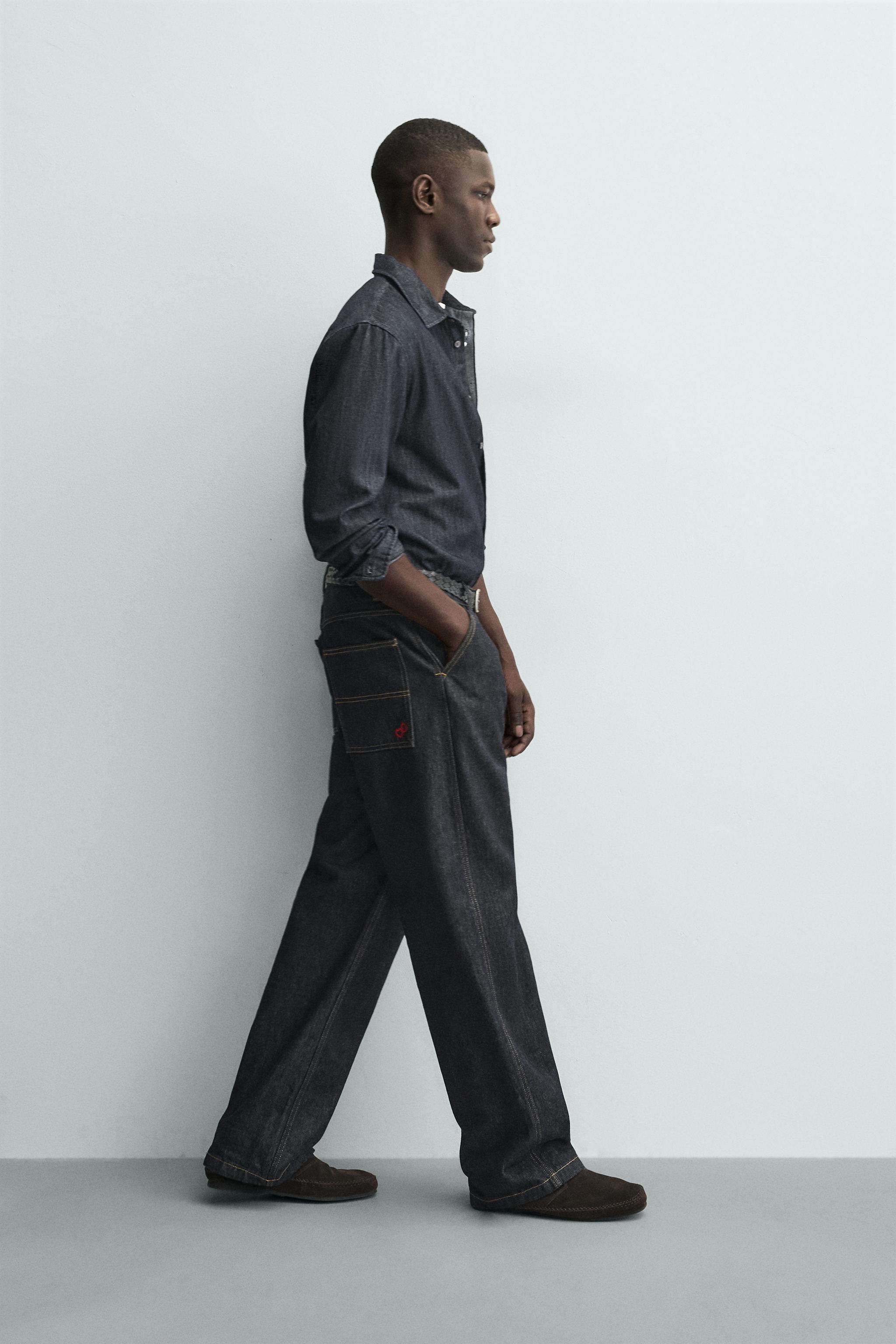 PANTALON CHINO EN DENIM BRODÉ CŒURS