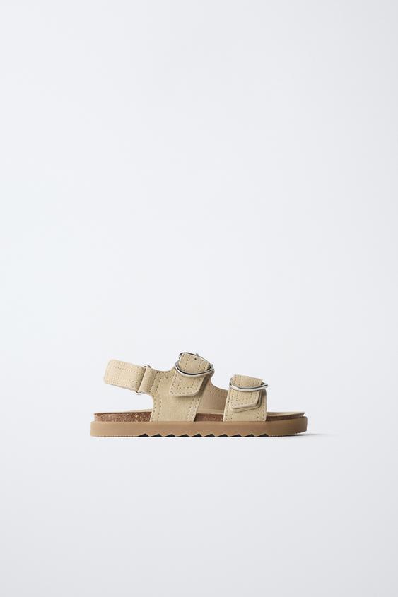 LEATHER SANDALS WITH BUCKLES - Sand Brown de Zara - Imagen 0