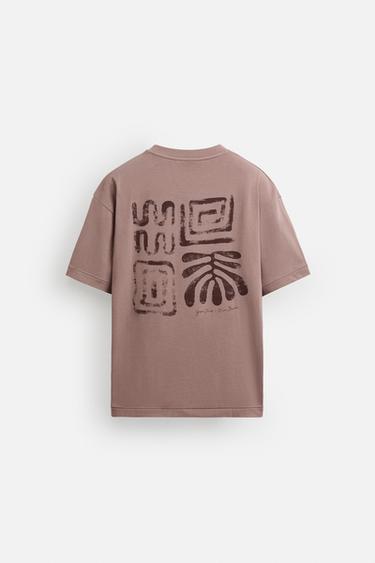 CONTRAST EMBROIDERY T-SHIRT - Pale pink by Zara