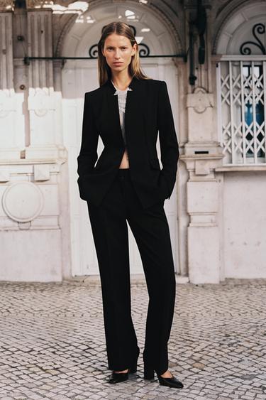 Zara INVERTED LAPEL BLAZER - Black - Image 0