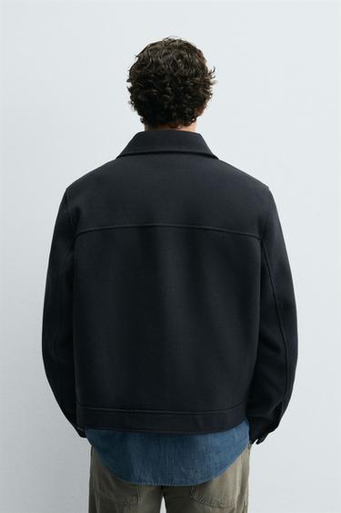ZIP-UP WOOL EFFECT JACKET - Navy blue by Zara - Image 2