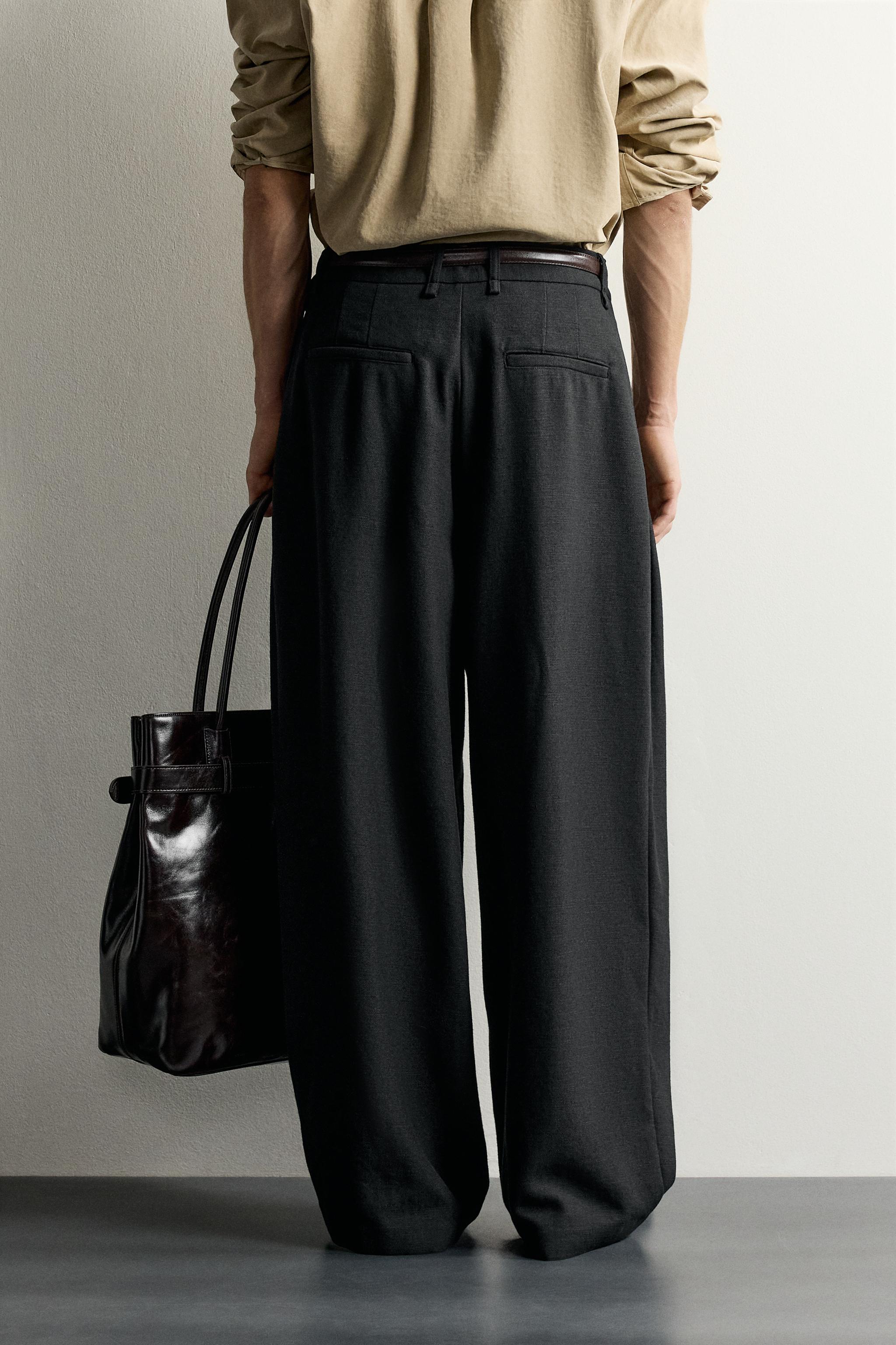 Мужские брюки Zara RELAXED WIDE-FIT PLEATED PANTS — фото 3