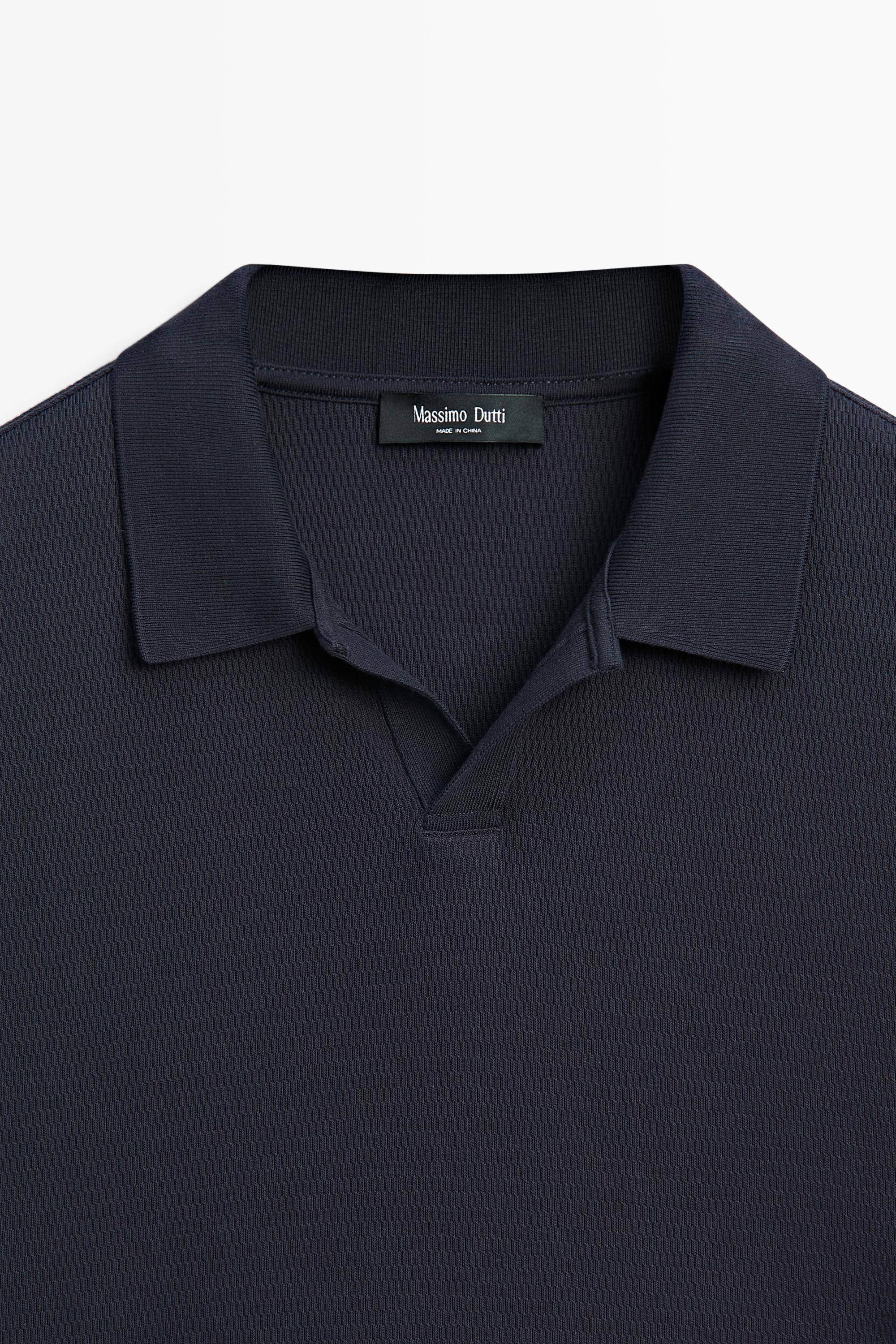 Textured 100% cotton polo shirt