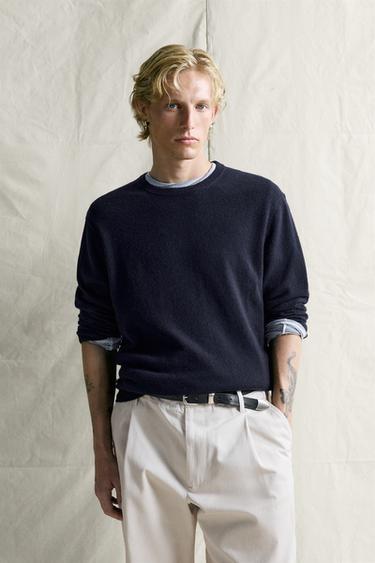 100% CASHMERE REGULAR FIT JUMPER - Dark navy by Zara