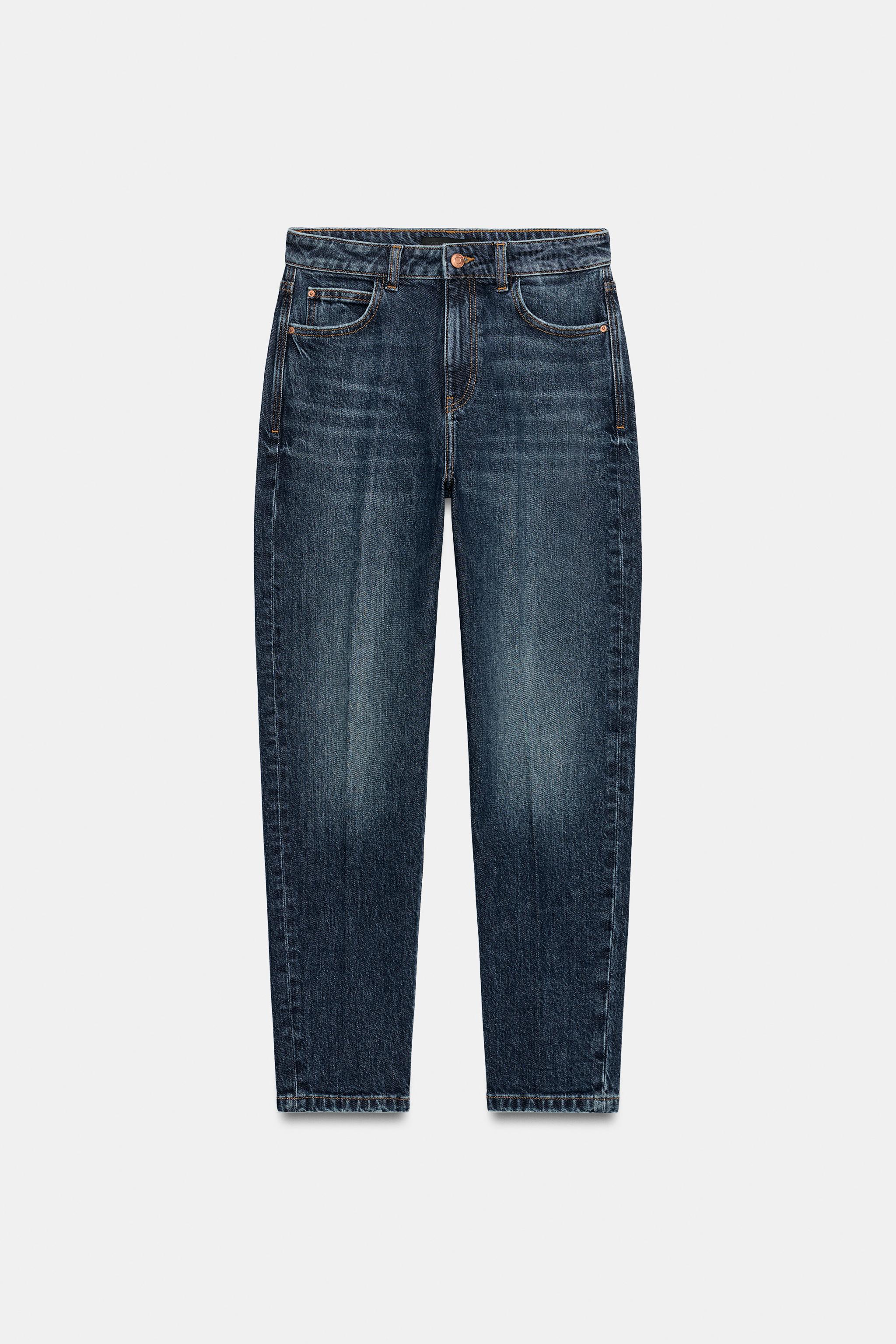 Zara Z1975 YÜKSEK BEL MOM FIT ÜTÜ ÇİZGİLİ JEAN görsel 5