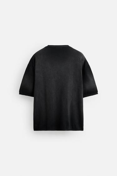 SPRAY PRINT KNIT T-SHIRT - Black by Zara - Image 6