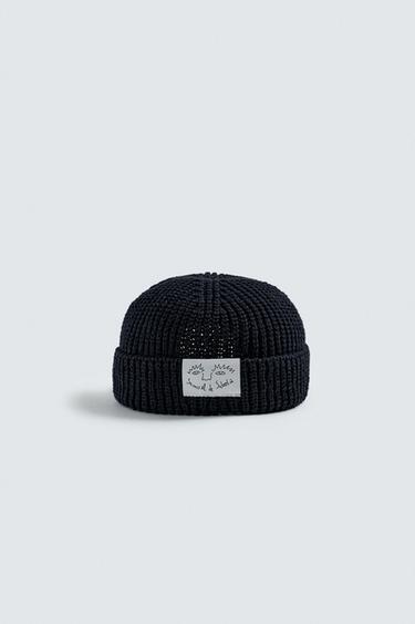 BEANIE WITH SAMUEL DE SABOIA X ZARA PATCH - Navy blue by Zara